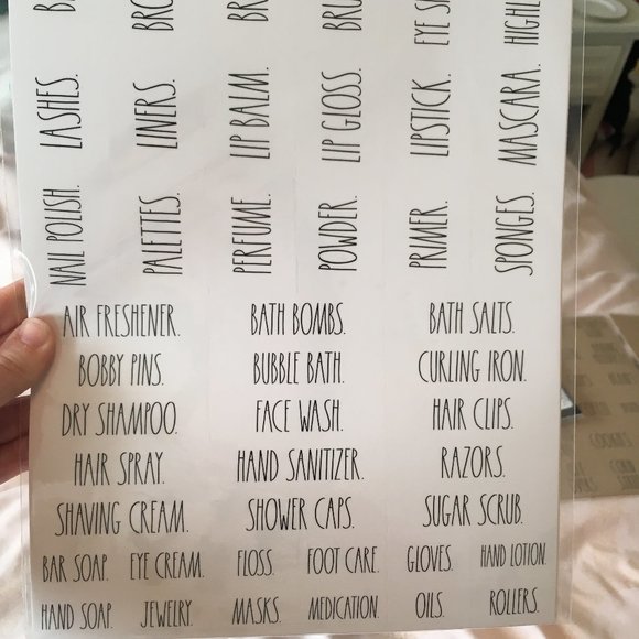 Rae Dunn 180 Clear Bathroom and Laundry Organizing labels stickers nwt - Picture 2 of 3